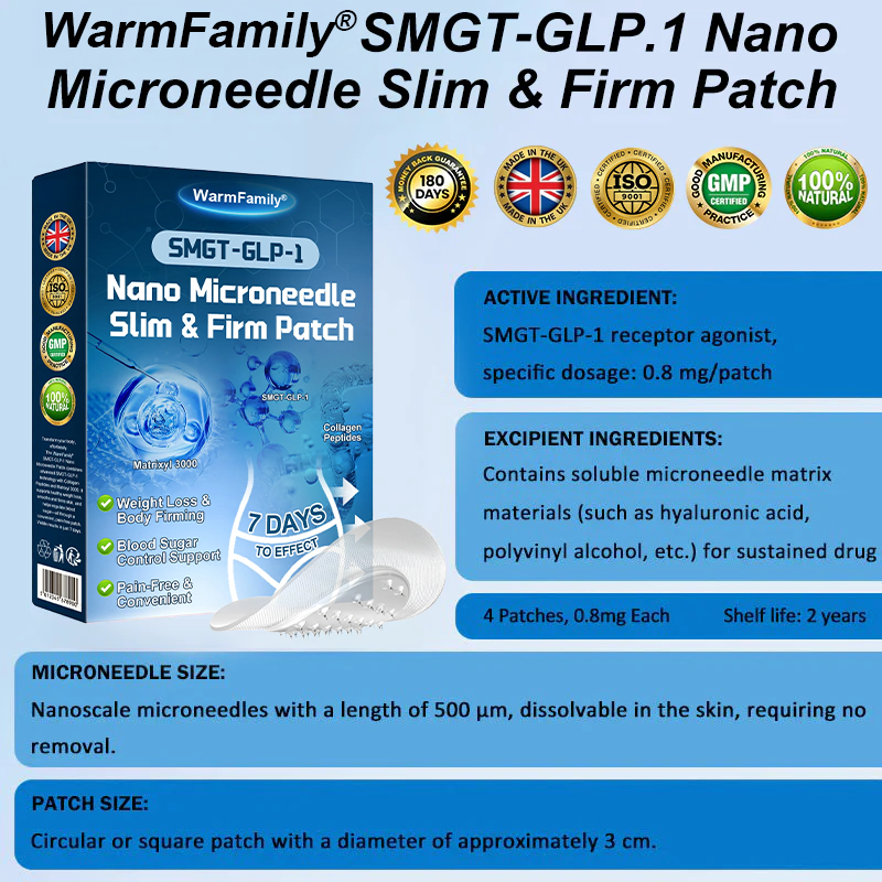 "✅ Clinically proven | WarmFamily® SMGT-GLP-1 Nano Microneedle Patch with Collagen & Matrixyl 3000 | Obesity,Cardiovascular Diseas, Diabetes, Sleep Apnea, Joint Problems and More"