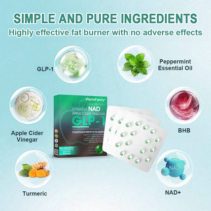 [Official Store] WarmFamily® GLP-1 Slimming Essence Pearls 🍏｜Triple Action: NAD⁺, Moringa & ACV｜⚡ Fast Fat Burn & Metabolic Balance｜Backed by Obesity Research Experts