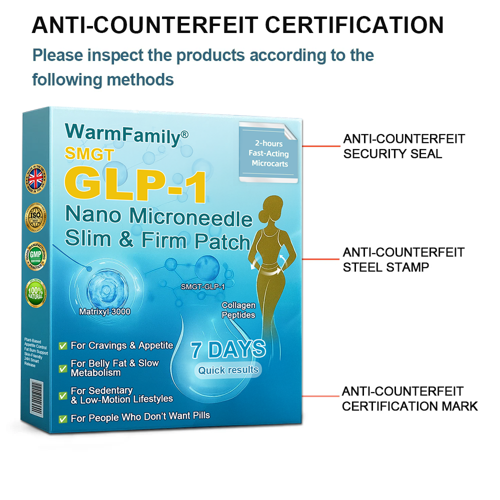 WarmFamily® SMGT-GLP-1 Nano Microneedle Patch with Collagen & Matrixyl 3000 ✅ | Clinically Proven for Weight Loss, Cardiovascular Health, Diabetes, and More Health Issues, Doctor Recommended👨‍⚕️👨‍⚕️