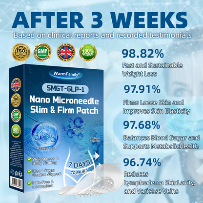 "✅ Clinically proven | WarmFamily® SMGT-GLP-1 Nano Microneedle Patch with Collagen & Matrixyl 3000 | Obesity,Cardiovascular Diseas, Diabetes, Sleep Apnea, Joint Problems and More"
